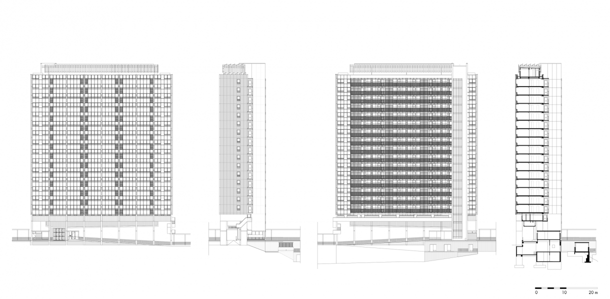 gebouw 2 | gevels en doorsnede