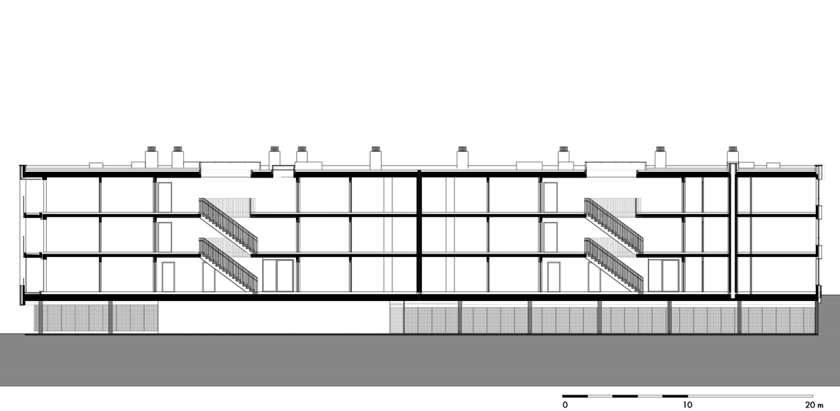 gebouw 17: langsdoorsnede